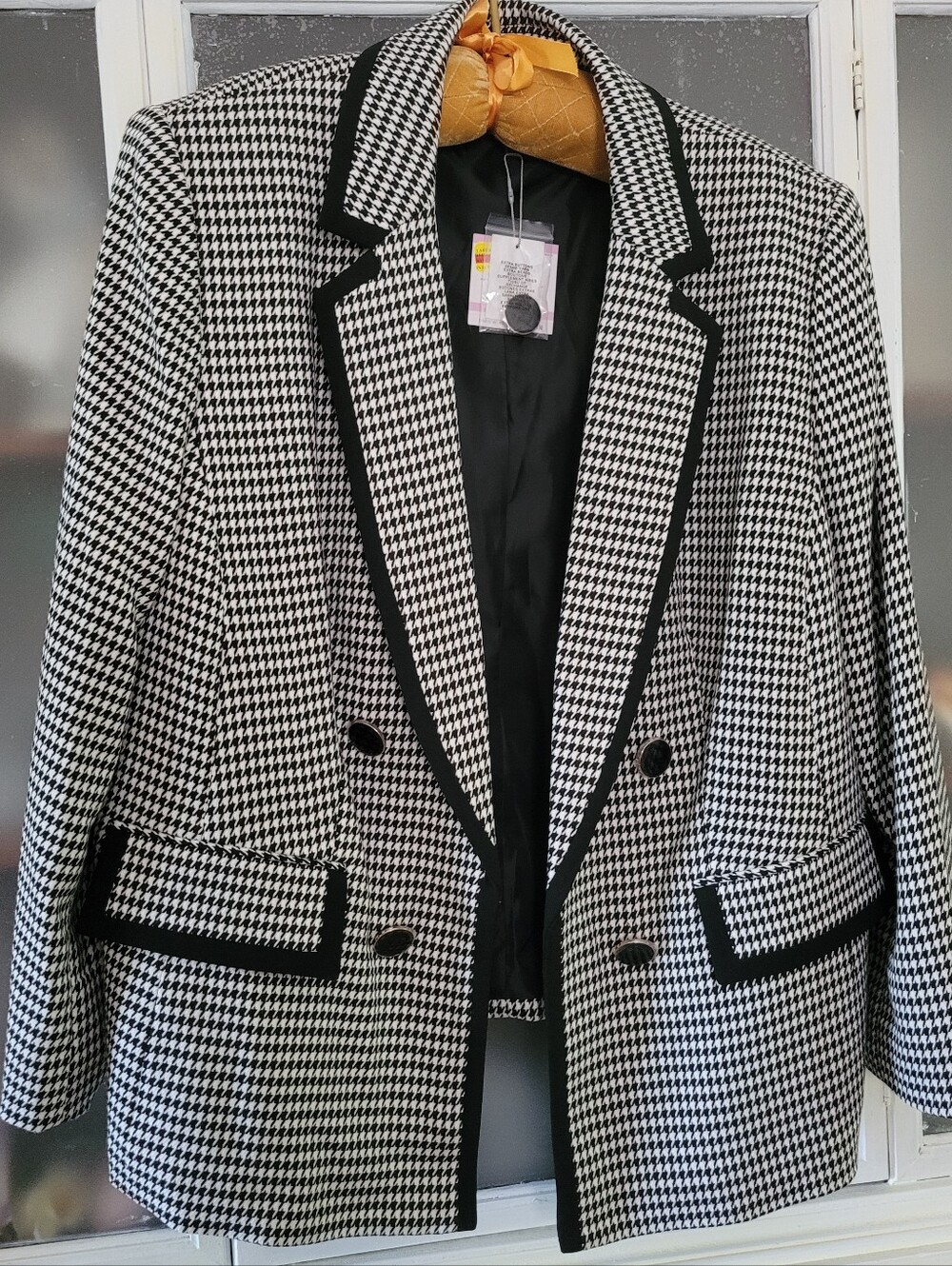 Kasper Black & White Houndstooth Double-Breasted Blazer NWT